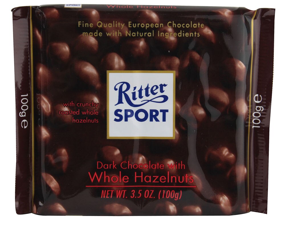 Obrázek k otázce: Kolik kalorií má tmavá čokoláda Ritter Sport s oříšky?