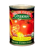 dMuir Glen Organic Fire Roasted Diced Tomatoes with Green Chilies