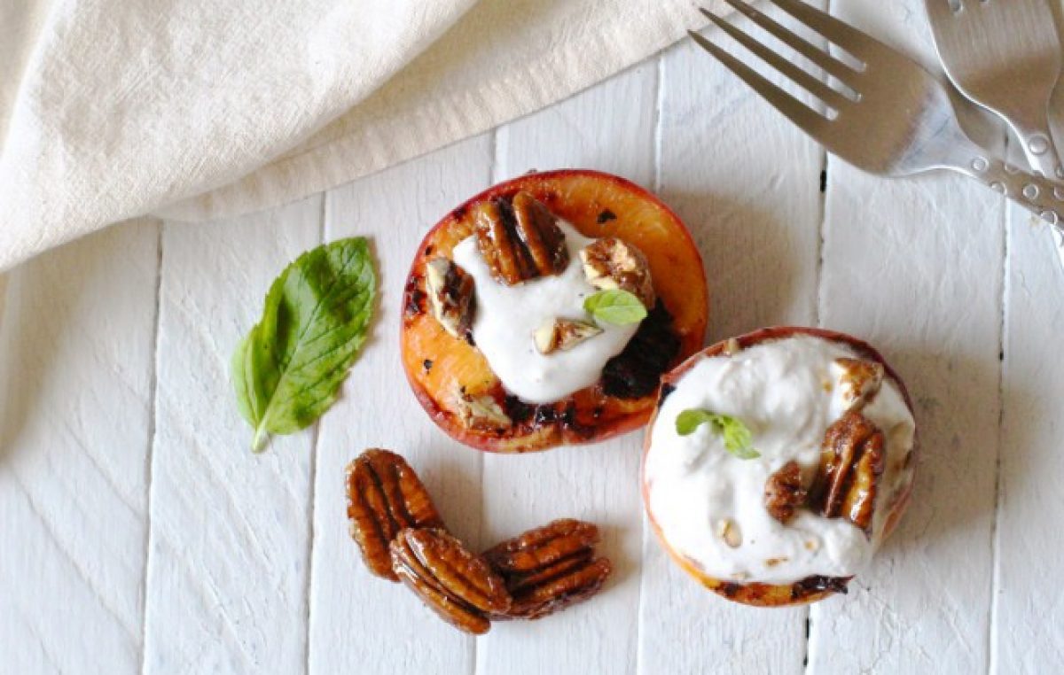 Grilled Peaches Recipe with Vegan Cream Blog