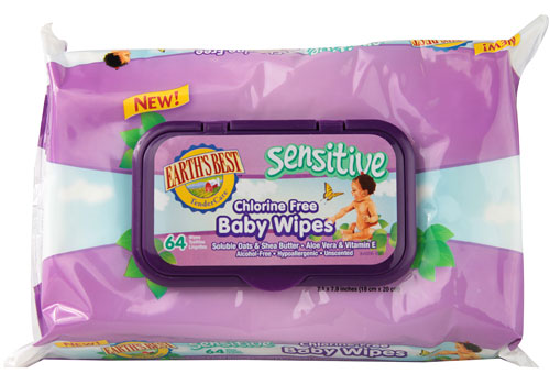 Earth's Best TenderCare Chlorine Free Sensitive Baby Wipes 64 Wipes