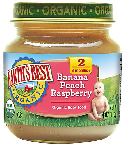 Earth's Best Organic Baby Food Stage 2 Banana Peach Raspberry 4 Oz -