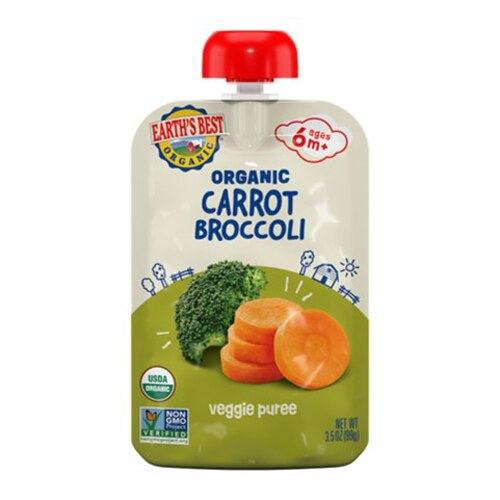 Earth's Best Organic Baby Food Puree Carrots & Broccoli 3.5 Oz - Vegan