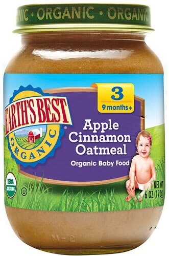 Earth's Best Organic Baby Food Stage 3 Apple Cinnamon Oatmeal 6 Oz -