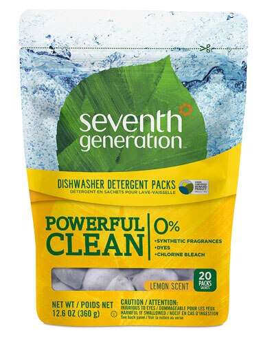 Seventh Generation Dishwasher Detergent Packs Lemon 20 Packets