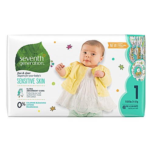 Seventh Generation Baby Free And Clear Diapers Stage 1: 8 - 14 Lbs 40