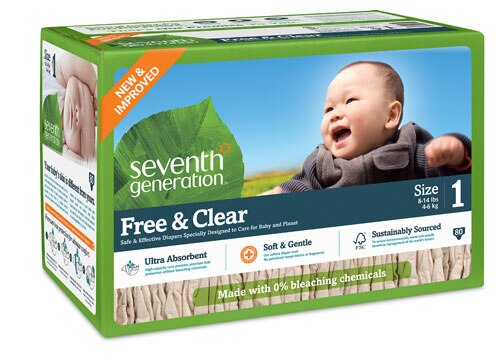 Seventh Generation Free and Clear Diapers Stage 1: 8 - 14 lbs 80 Diapers