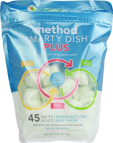 Method Smarty Dish Plus Dishwasher Detergent Packs Fragrance Free 45