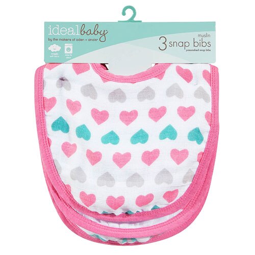Ideal Baby By The Makers Of Aden + Anais Girl Muslin Snap Bibs Pretty