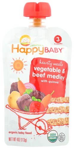 Happy Baby Organic Baby Food Stage 3 Vegetable & Beef Medley 4 Oz