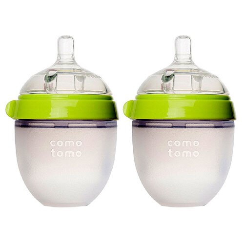 Comotomo Baby Bottles Twin Set 5 Oz. Green 2 Bottles