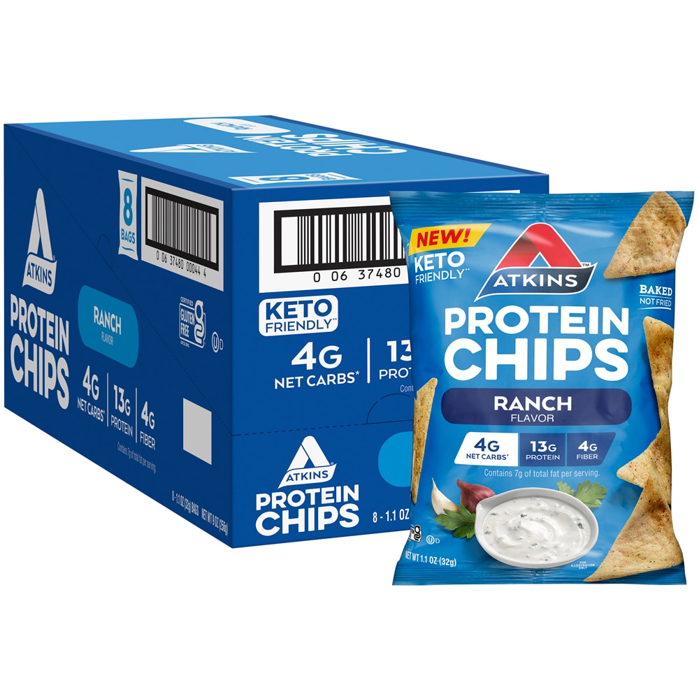 Atkins Protein Chips Ranch 8 Bags Vitacost