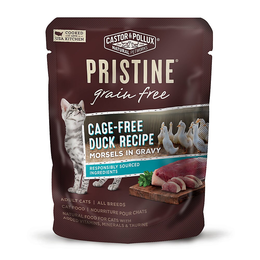 Castor & Pollux Wet Cat Food Duck Morsels in Gravy 3 oz Vitacost