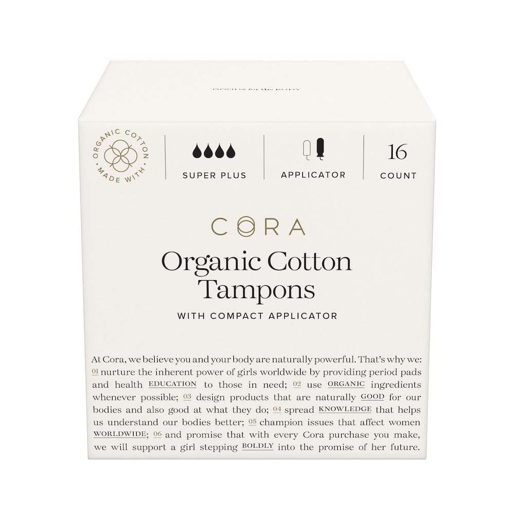 Cora Organic Cotton Tampons Super Plus 16 Tampons Vitacost
