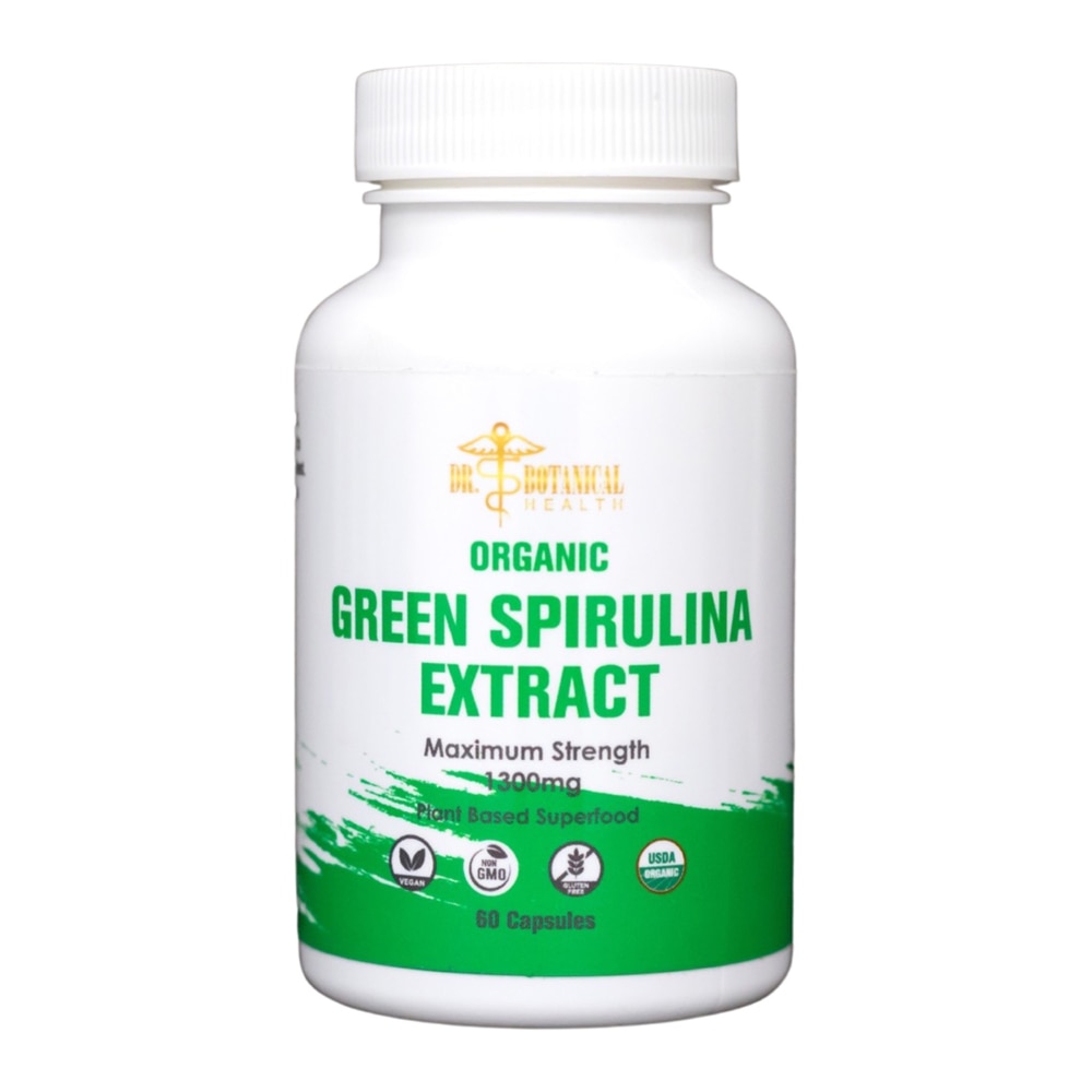 Dr. Botanical Health Green Spirulina Capsules Organic 1300 mg 60