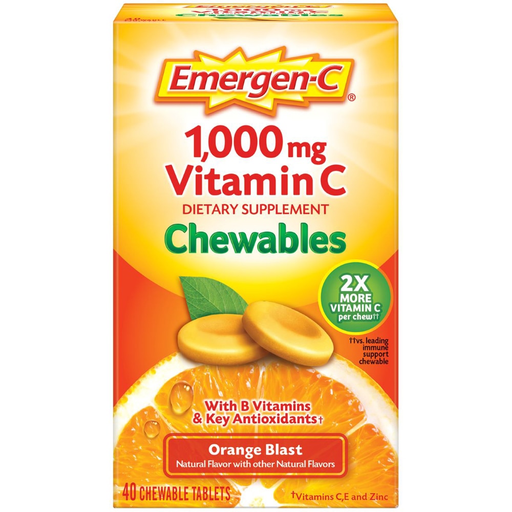 EmergenC Vitamin C Chewables Orange Blast 1000 mg 40 Chewable