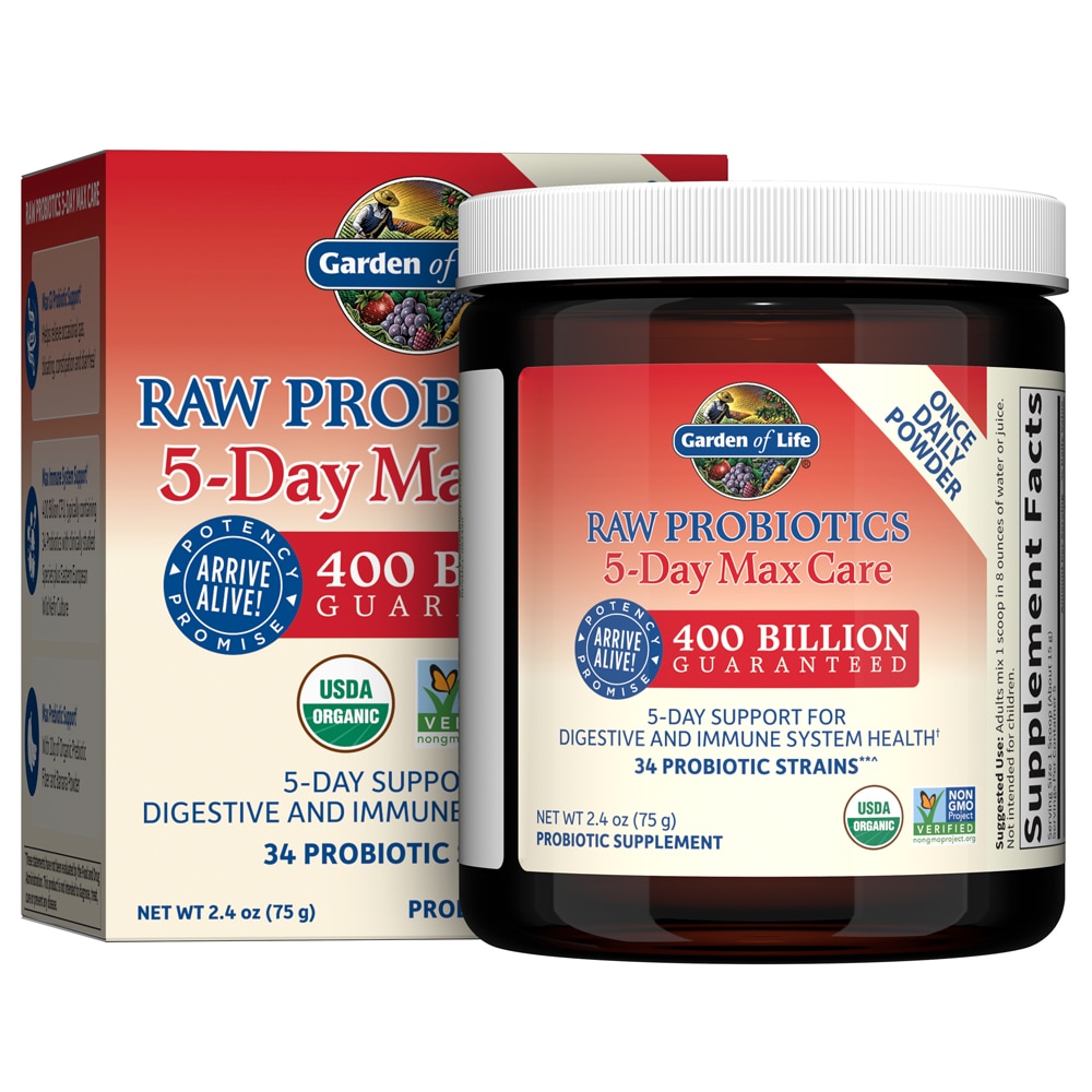 Garden of Life RAW Probiotics™ 5Day Max Care 400 billion CFU 2.4 oz Vitacost