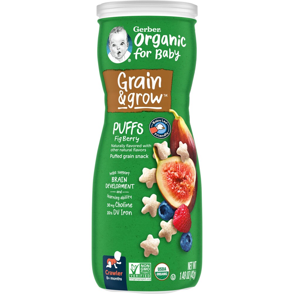 Gerber Organic Puffs Puffed Grain Snack Fig Berry -- 1.48 oz - Vitacost