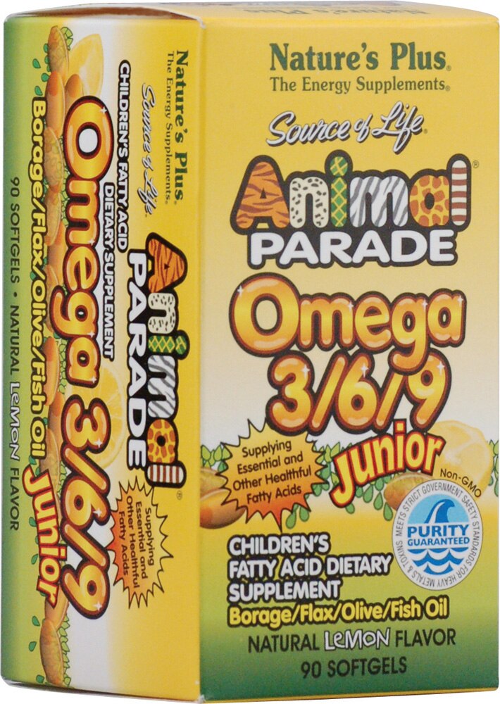 Nature's Plus Animal Parade® Omega 3 6 9 Junior Lemon 90 Softgels
