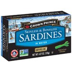 Crown Prince Skinless & Boneless Sardines in Water Easy-Peel Lid Trident Fork Included