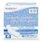 Dr. Mercola Premium Feminine Care Organic Cotton Ultra Thin Pads Nighttime with Wings