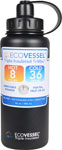 EcoVessel Boulder TriMax Insulated Stainless Steel Water Bottle - Black Shadow