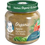 Gerber Organic Baby Food Stage 2 Apple Spinach Kale Puree Glass Jar