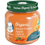 Gerber Organic Baby Food Stage 2 Sweet Potato Apple Carrot Cinnamon Puree Glass Jar