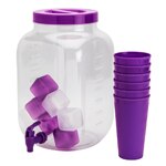 HD Designs Outdoors Acrylic Beverage Dispenser with Cups & Ice Cubes - Purple