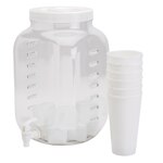 HD Designs Outdoors Acrylic Beverage Dispenser with Cups & Ice Cubes - White