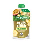 Happy Baby Organic Brain Support Blends Bananas Spinach Passion Fruit & Oats Baby Food - Stage 2 Pouch