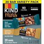 KIND Minis 20 Bar Variety Pack Dark Chocolate Nuts & Sea Salt and Caramel Almond & Sea Salt