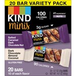 KIND Minis 20 Bar Variety Pack Salted Caramel Dark Chocolate Nut & Dark Chocolate Almond Coconut