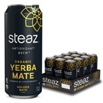 Steaz Green Tea Soda Antioxidant Brew Organic Yerba Mate Golden Mate