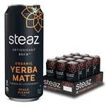 Steaz Green Tea Soda Antioxidant Brew Organic Yerba Mate Peach Please