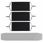 al-SHIELDS PSAU-5 Adult Unisex Set of 6 Cotton Jersey Pleated Fabric Face Masks With 10 Pieces of Pm 2.5 Filters