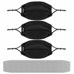 al-SHIELDS PSKU-1 Kids Unisex Set of 3 Cotton Jersey Sporty Pleated Fabric Face Masks with 10 Pieces of PM 2.5 Filters