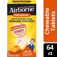 Airborne Chewable Tablets Citrus Vitamin C & E Zinc Immune Support