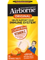 Airborne Chewable Tablets Citrus Vitamin C & E Zinc Immune Support