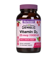 Bluebonnet Nutrition Earth Sweet Chewables Vitamin D3 Natural Raspberry