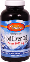 088395013027 - Carlson  Cod Liver Oil Gems Super -- 1000 mg - 250 Softgels