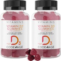 Codeage (2-Pack) Vitamin D3 Gummies 5000 IU - Pectin-Based Chewable Vitamin D Supplement