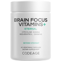 Codeage Brain Focus Vitamins+ Citicoline-Vitamin B12-Ginseng-Resveratrol-Gotu Kola-Kanna