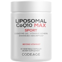 Codeage Liposomal CoQ10 - Vitamin E Tocopherols & 250 mg Coenzyme Q10 - Cardiovascular Support