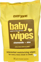 EO Essential Oil Products Everyone鈩 Baby Wipes Chamomile plus Aloe - 30 Towelettes