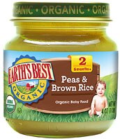 Earth's Best Organic Baby Food Stage 2 Peas & Brown Rice - 4 oz