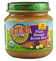 Earth's Best Organic Baby Food Stage 2 Plum Banana Brown Rice - 4 oz