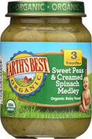Earth's Best Organic Baby Food Stage 3 Sweet Peas & Creamed Spinach Medley - 6 oz