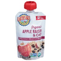 Earth's Best Stage 2 Organic Wholesome Breakfast Puree Baby Food Pouch Apple Raisin & Oat