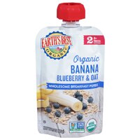 Earth's Best Stage 2 Organic Wholesome Breakfast Puree Baby Food Pouch Banana Blueberry & Oat