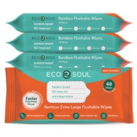 EcoSoul Flushable Wipes Tree-Free Bamboo Unscented